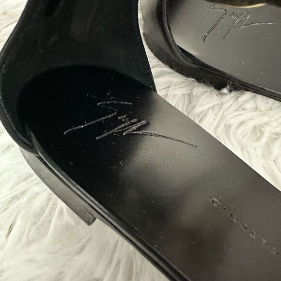 Giuseppe Zanotti Black Leather Gold Ring Ankle Strap OpenToe Sandals 36.5/6.5 US - Picture 7 of 11